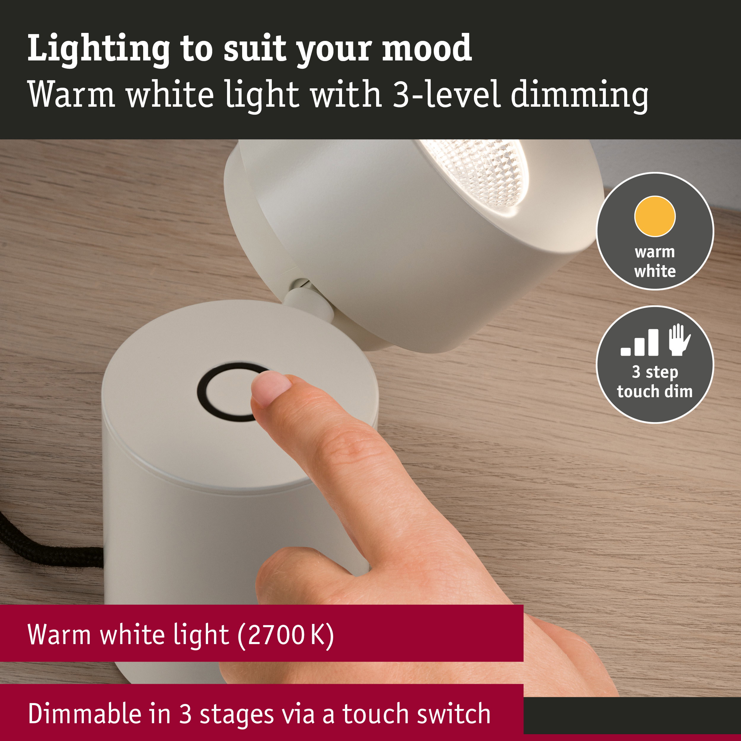 LED Table lamp 3-Step-Dim Pane 2700K 328lm 3W Cream