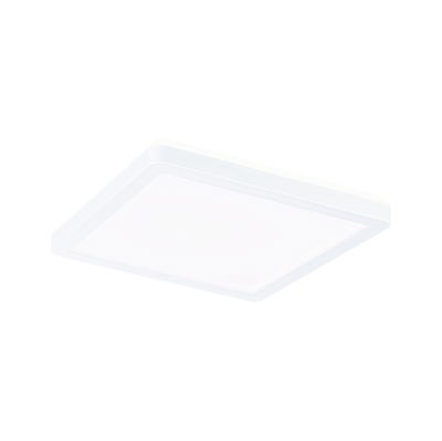Square white LED ceiling light with plastic frame for modern indoor lighting