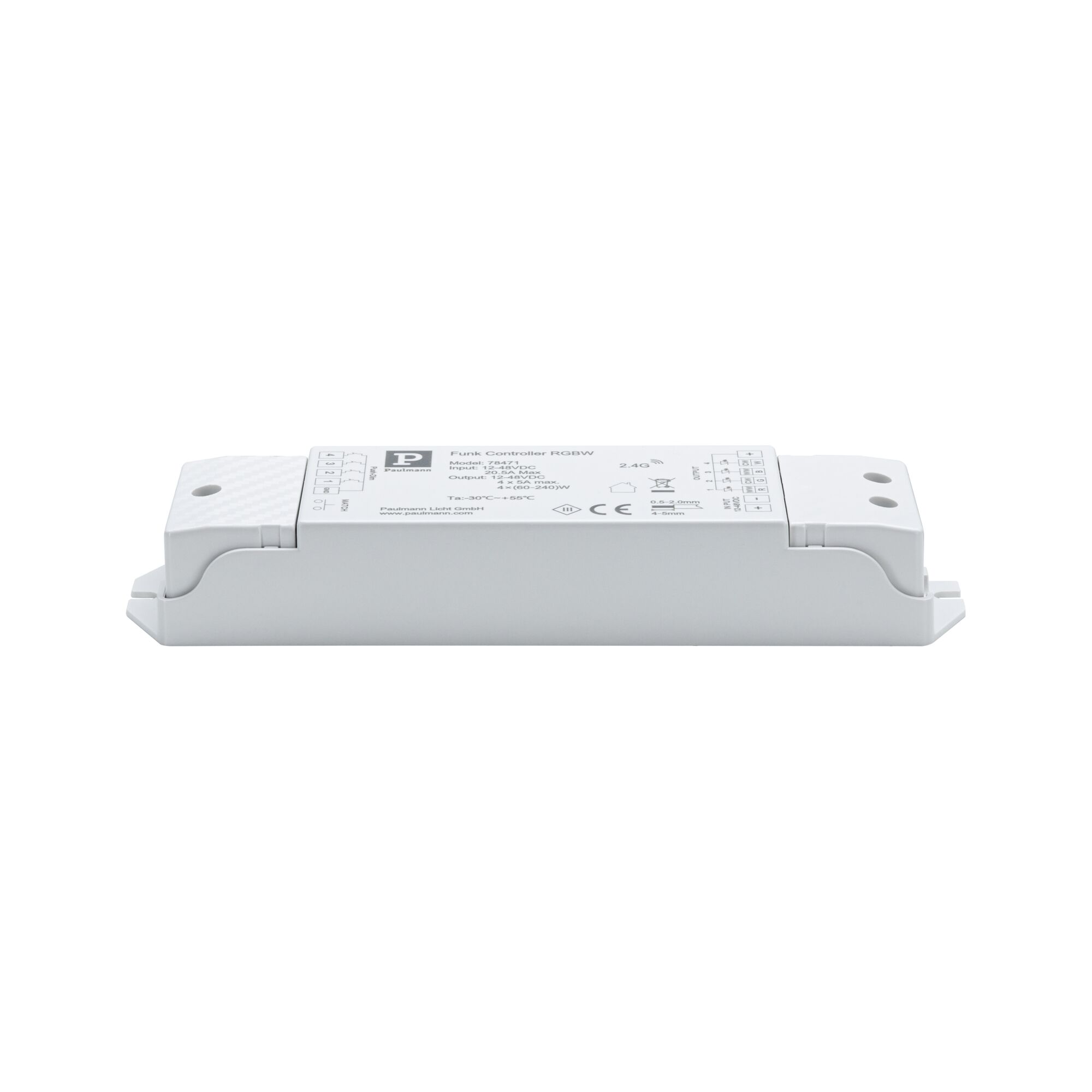 White plastic RGBW radio controller for LED lighting with 2.4 GHz wireless control