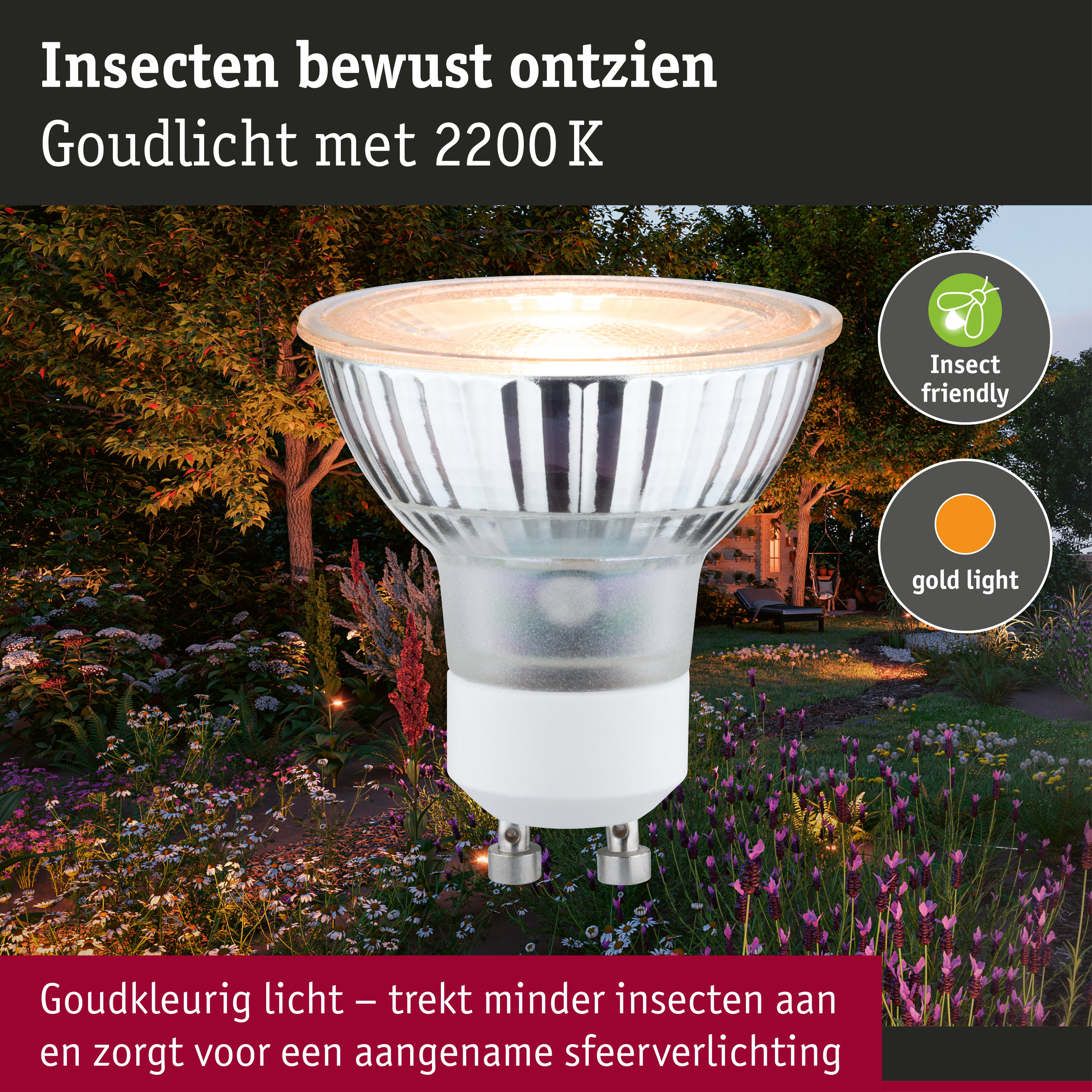 Standaard 230 V LED-reflector GU10 insectvriendelijk 320lm 4,3W 2200K Zilver