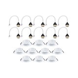 Set of ten white metal recessed spotlights with ten matching cable sockets for LED lighting
