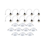 Set van tien witte metalen inbouwspots met tien bijpassende kabelsockets voor LED-verlichting