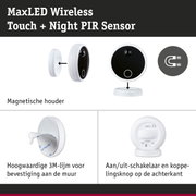 MaxLED draadloze Touch nacht PIR sensor met magnetische houder en 3M lijm voor wandmontage
