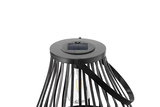 Black metal solar lantern with LED bulb and handle for outdoor and garden lighting solutions