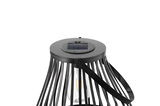 Zwarte metalen solar-lantaarn met LED-lamp en handvat voor buiten- en tuinverlichting