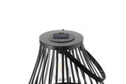 Zwarte metalen solar-lantaarn met LED-lamp en handvat voor buiten- en tuinverlichting