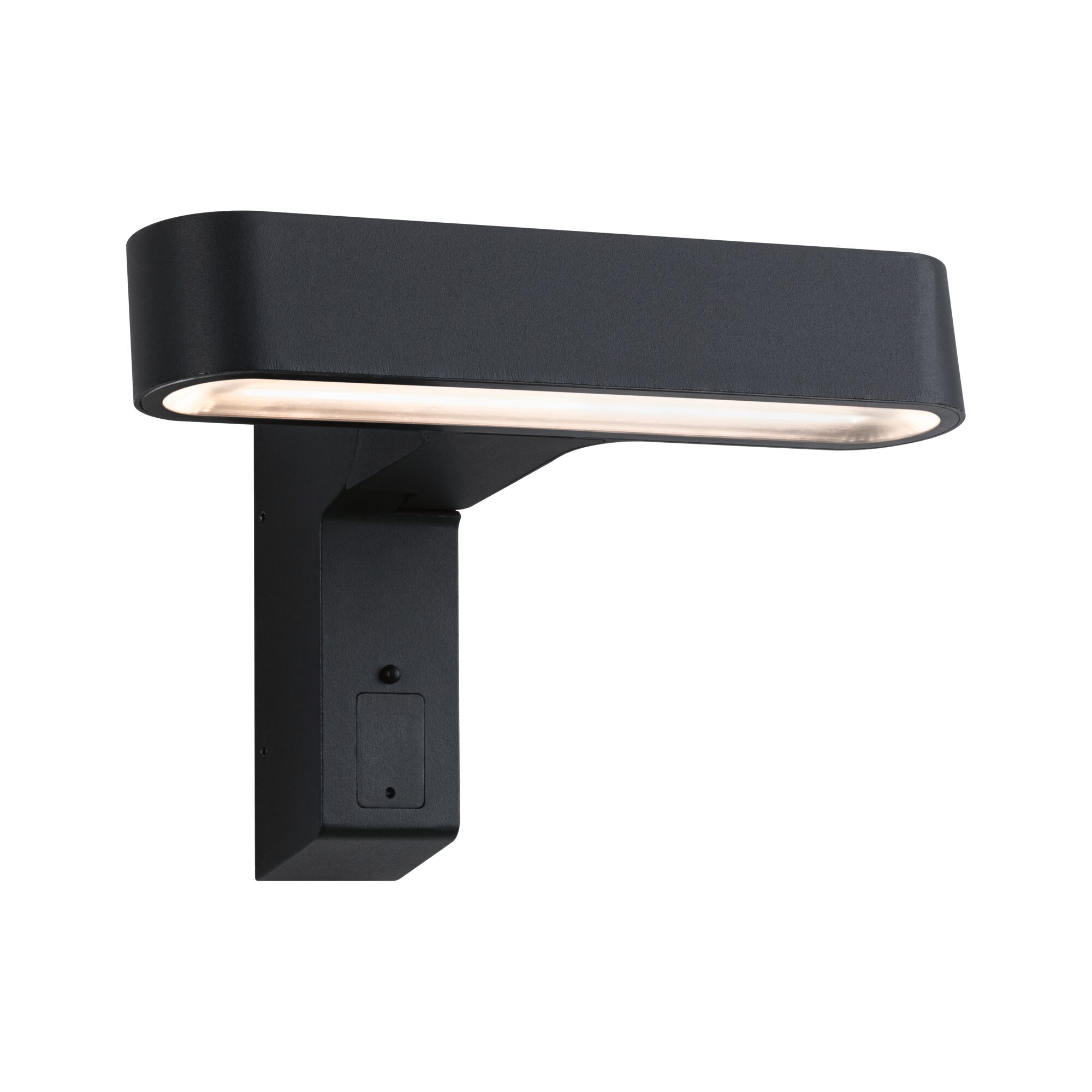 Modern black metal LED wall light with warm white illumination for indoor lighting