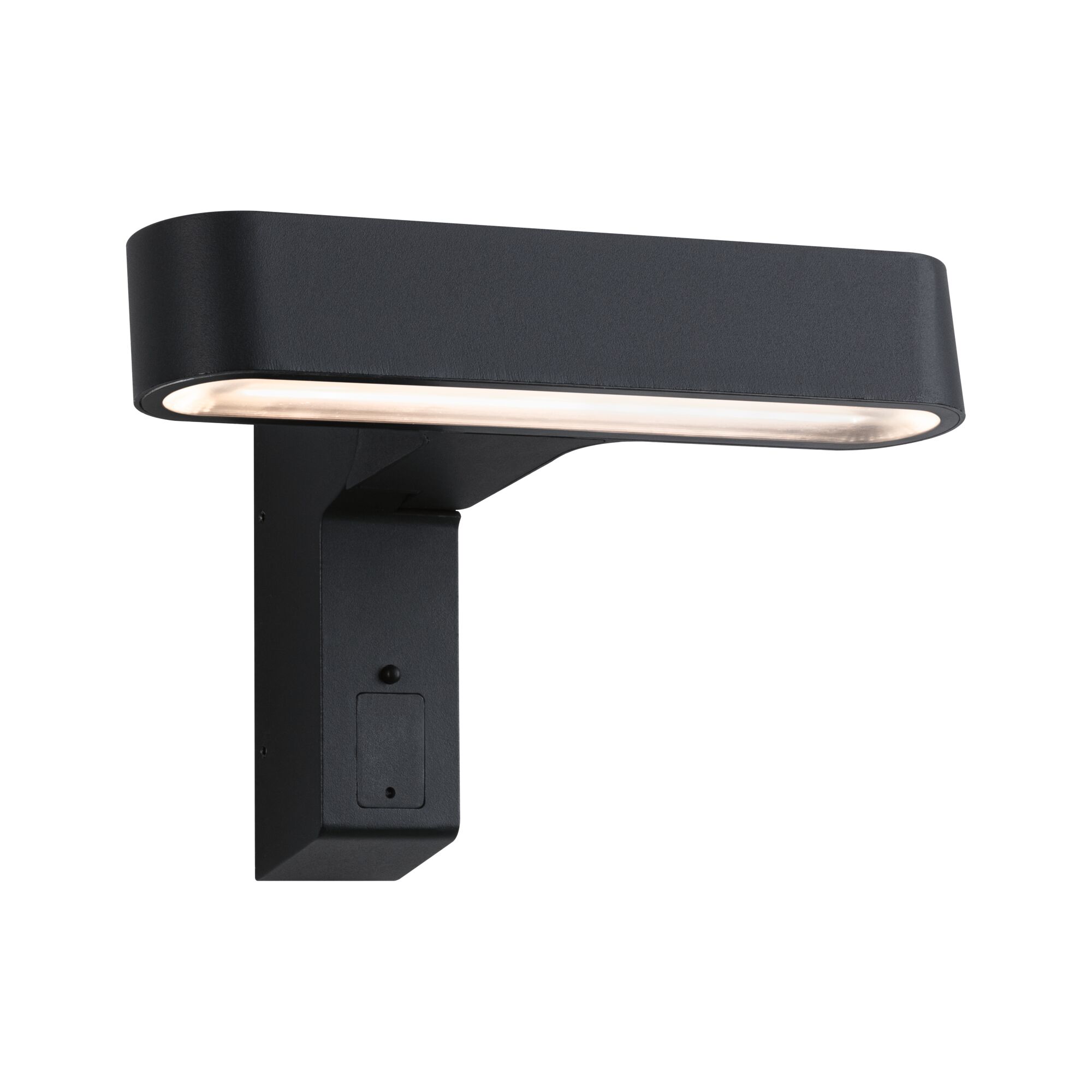 Schwarze LED-Wandleuchte aus Metall mit modernem Design und warmweißem Licht für Innenräume