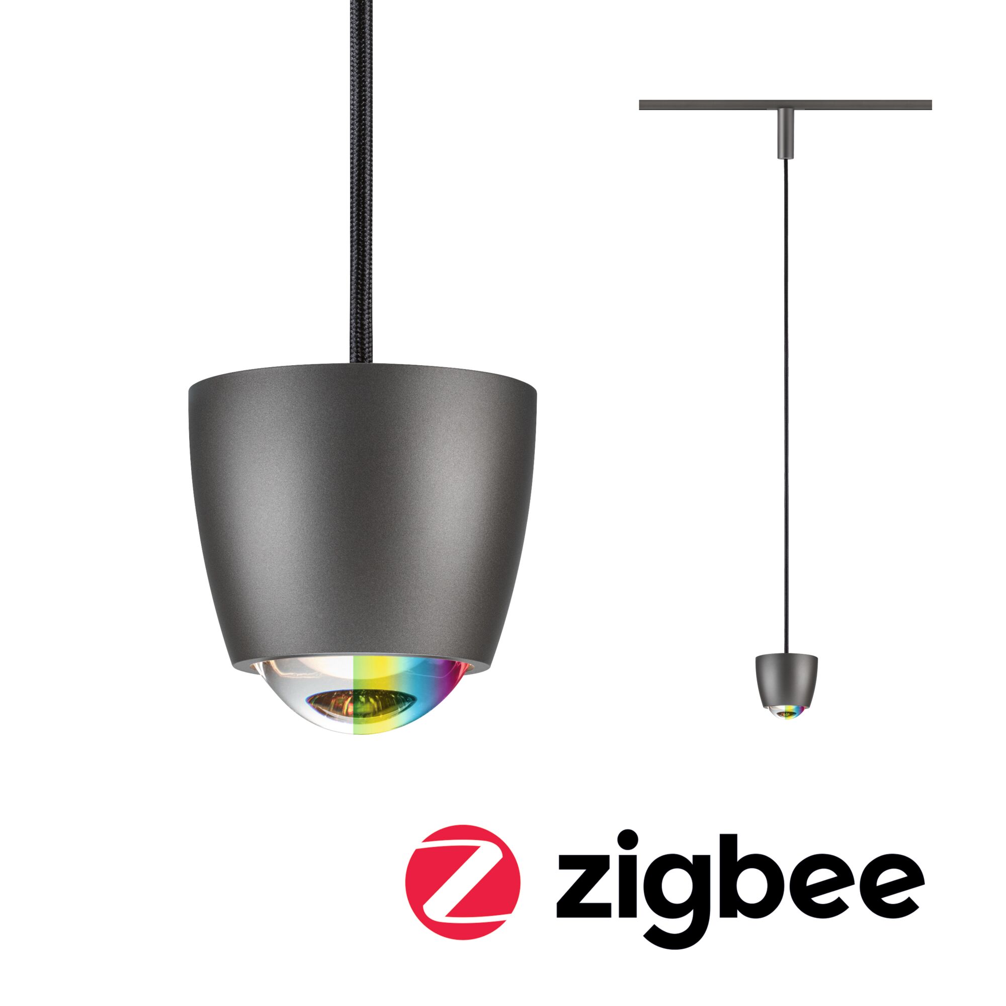 URail Pendels Smart Home Zigbee 3.0 Tyros RGBW 200lm 4,5W RGBW+ dimbaar 230V Titaanium