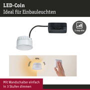 Weißer LED-Einbaustrahler mit schwarzem Kabel und Dimmer für 3-Stufen-Dimmung per Wandschalter