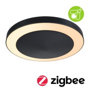 Runde schwarze LED-Deckenleuchte mit warmweißem Licht und Zigbee-Funktion für Smart Home Steuerung