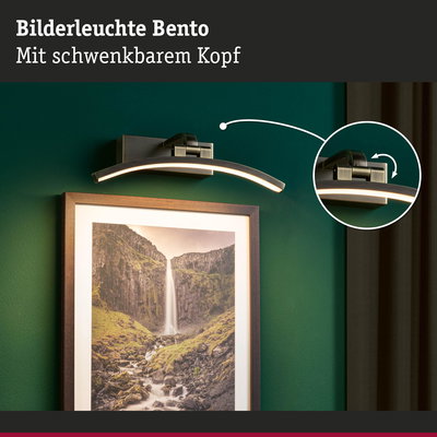 Bilderleuchte Bento aus gebürstetem Metall in Bronze mit schwenkbarem Kopf für Wandmontage