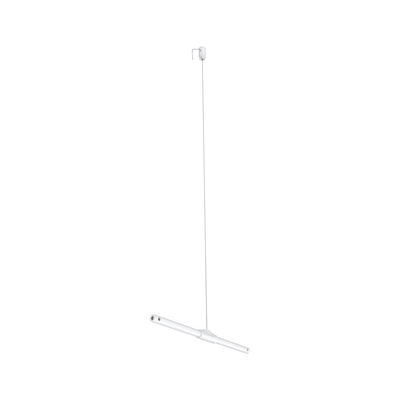 Minimalist white metal LED pendant light with slim design for modern interior lighting