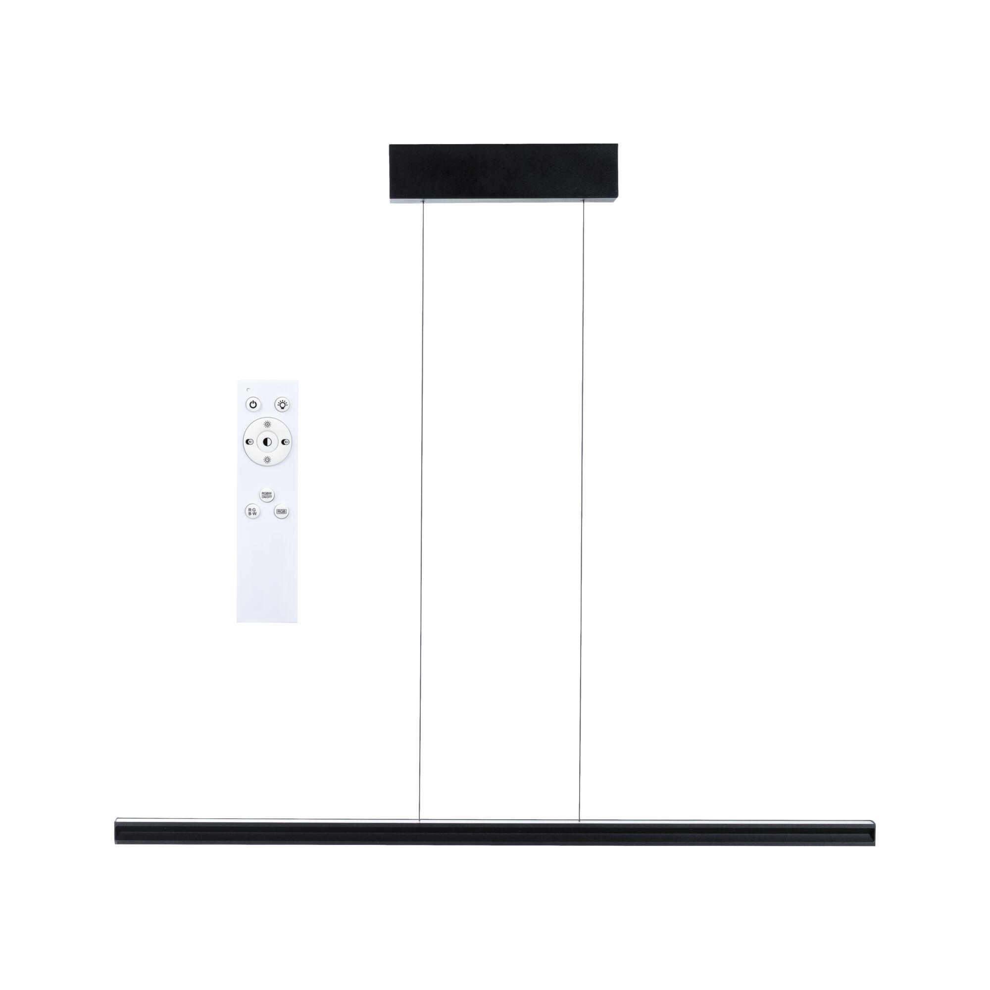 Black metal LED pendant light with remote control for dimmable lighting in modern design