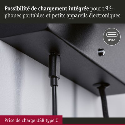 Port de charge USB-C intégré sur appareil noir pour téléphones portables et petits appareils électroniques