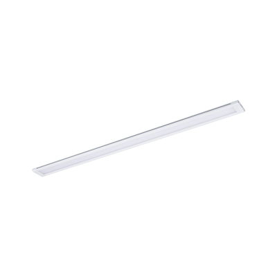 Slim white LED under-cabinet light made of plastic for modern kitchen lighting