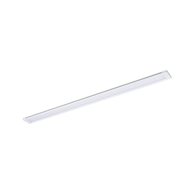 Slim white LED under-cabinet light made of plastic for modern kitchen lighting