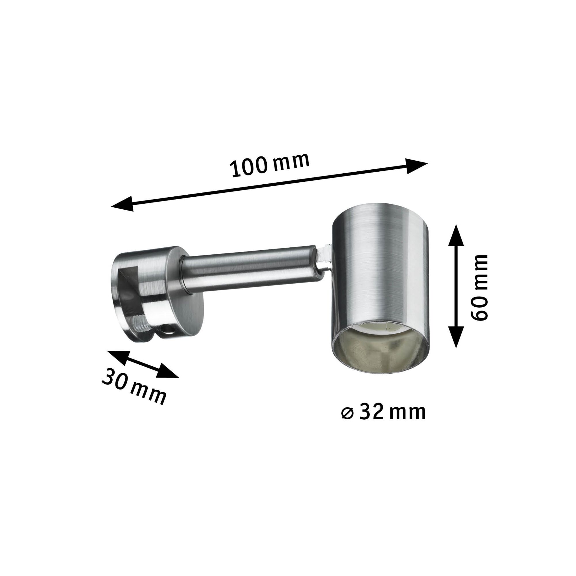 Stainless steel wall spotlight 100 mm long with 32 mm diameter, modern LED indoor lighting fixture