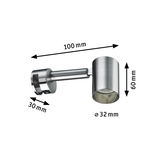 Stainless steel wall spotlight 100 mm long with 32 mm diameter, modern LED indoor lighting fixture