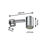Modern wall spotlight in brushed stainless steel, 100 mm length and 60 mm height