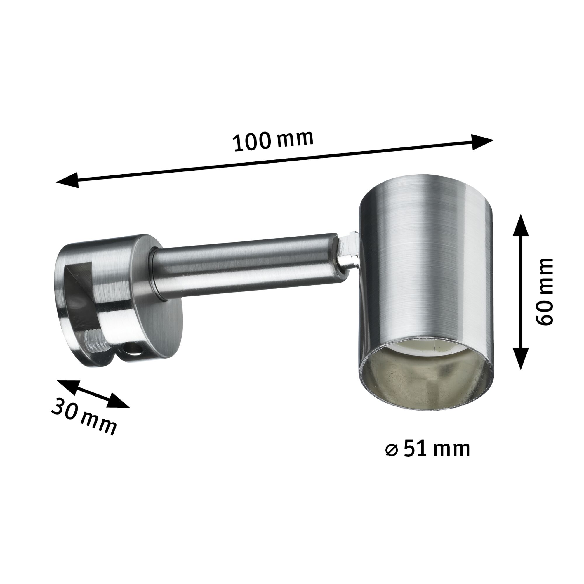 Moderne væglampe i børstet rustfrit stål, 100 mm lang og 60 mm høj
