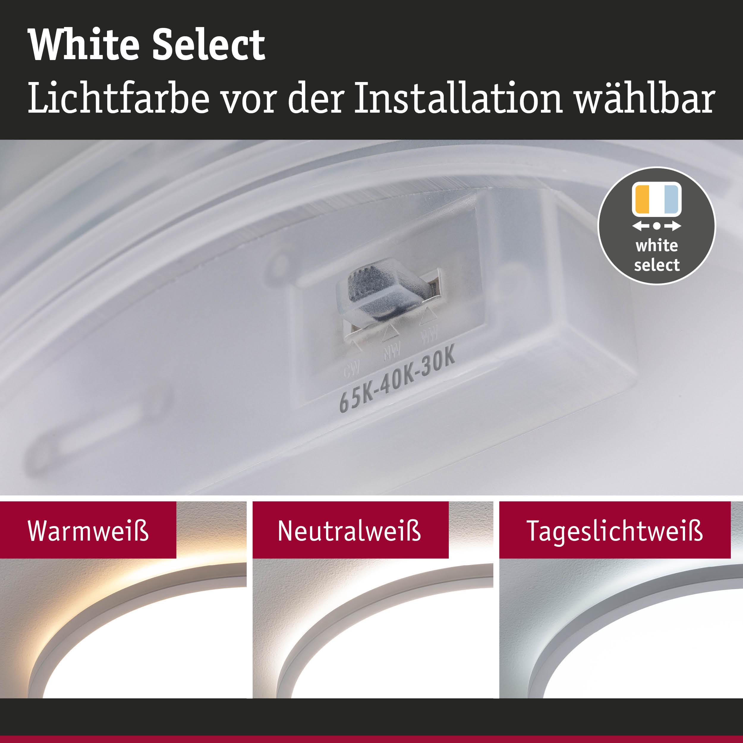 Weiße LED-Deckenleuchte mit wählbarer Lichtfarbe Warmweiß, Neutralweiß und Tageslichtweiß