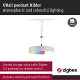 URail pendant lamp Hildor white with colorful lighting and Zigbee app voice remote control