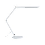Witte metalen LED-bureaulamp met verstelbare arm voor moderne werkverlichting