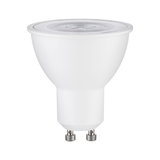White LED reflector lamp with GU10 base made of plastic for energy-efficient lighting