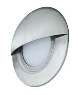 Applique murale LED ronde en acier inoxydable brossé argent avec diffuseur blanc pour éclairage intérieur