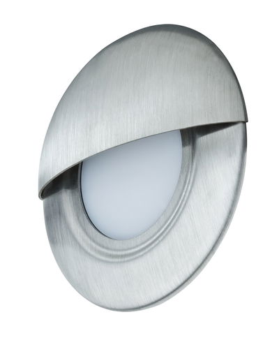 Runde LED-Wandleuchte aus gebürstetem Edelstahl in Silber mit weißem Diffusor für Innenbeleuchtung