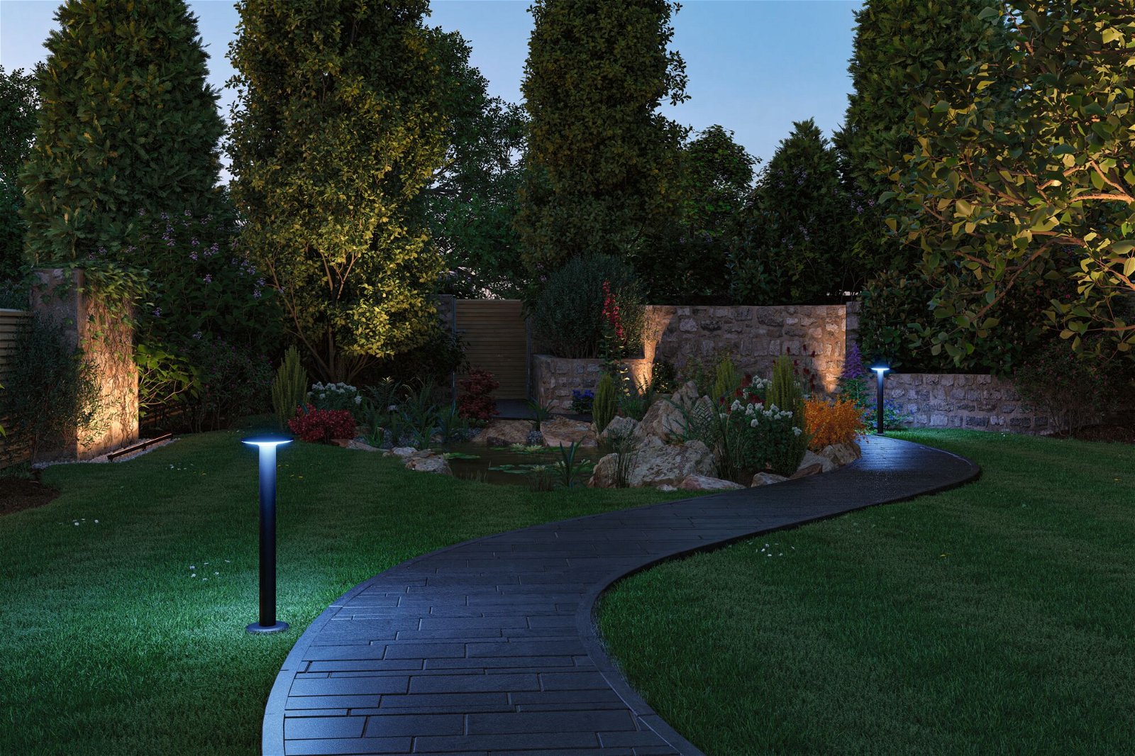 Plug & Shine LED Bollard luminaire Smart Home Zigbee 3.0 Plate IP44 RGBW+ 5W Anthracite