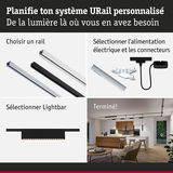 Système URail noir et blanc avec lightbar et connecteurs pour éclairage LED personnalisé dans la maison
