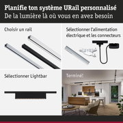 Système de rail URail modulaire en aluminium noir et blanc pour éclairage LED flexible