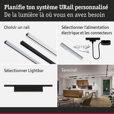 Système URail noir et blanc avec lightbar et connecteurs pour éclairage LED personnalisé dans la maison