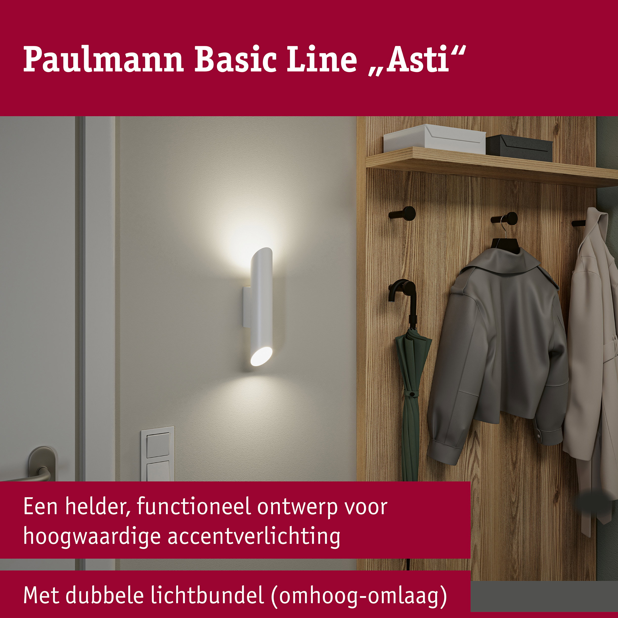 Wandlamp Asti GU10 230V max. 2x10W Wit mat