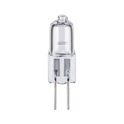 Small clear halogen bulb with two metal pins, energy-efficient lighting solution