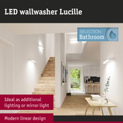 White LED wallwasher Lucille with modern linear design ideal for hallway and kitchen lighting