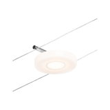 Rundes LED-Seilstrahler-Element in Weiß mit Chromhalterung für moderne Lichtakzente im Raum