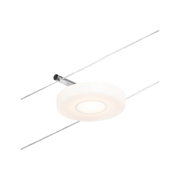Rundes LED-Seilstrahler-Element in Weiß mit Chromhalterung für moderne Lichtakzente im Raum