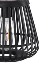 Abat-jour noir en lamelles de bois avec ampoule LED visible pour éclairage moderne