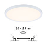 Round white LED ceiling light with adjustable installation size 50 to 195 mm for living spaces