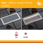 Solar LED Recessed floor light Sorea Twilight switch IP67 angular 200x100mm 3000K 0,3W 16lm 3,7V Brushed iron ABS/Polycarbonate/Stainless steel