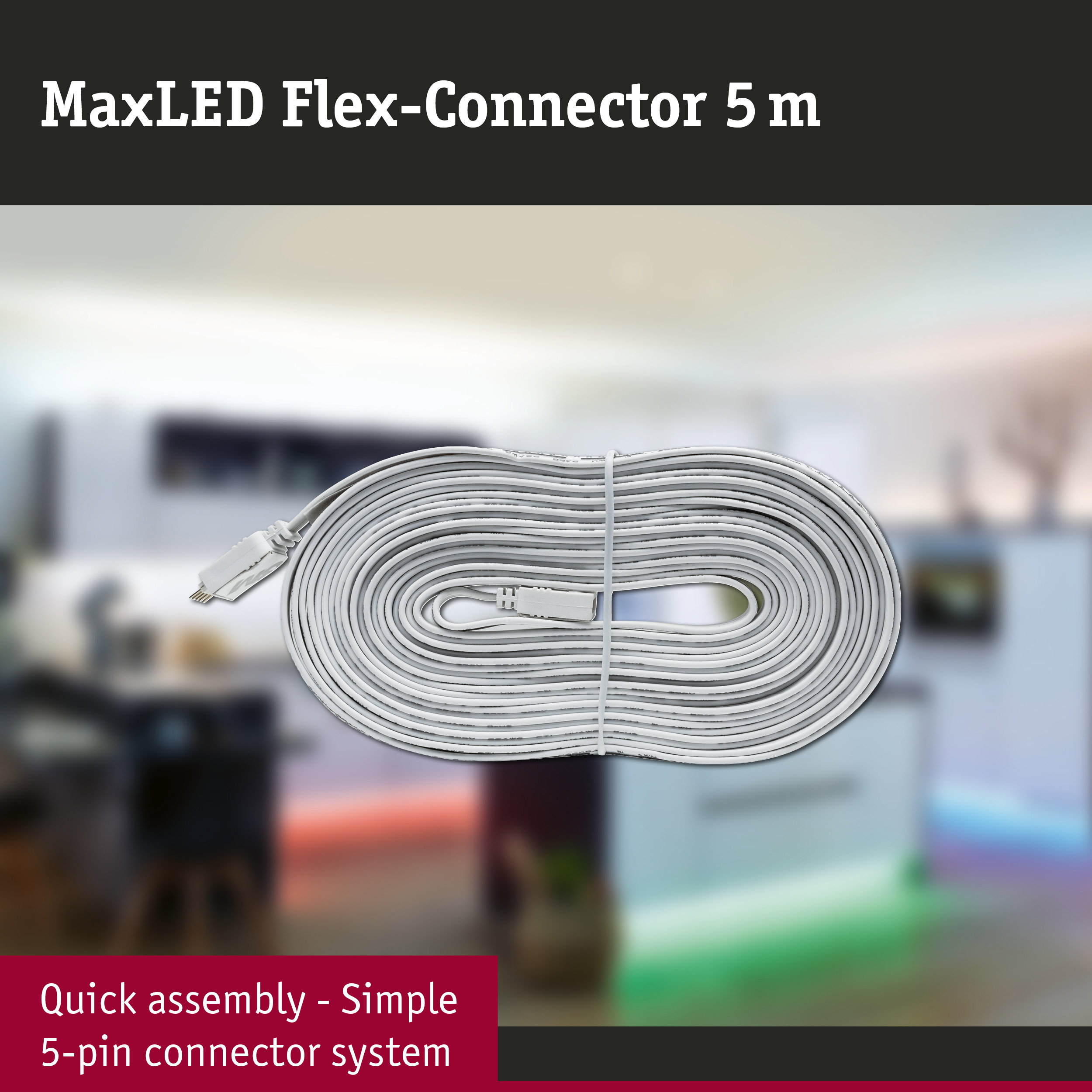 MaxLED Flex-Connector 5 m white cable with 5-pin connector for LED lighting systems