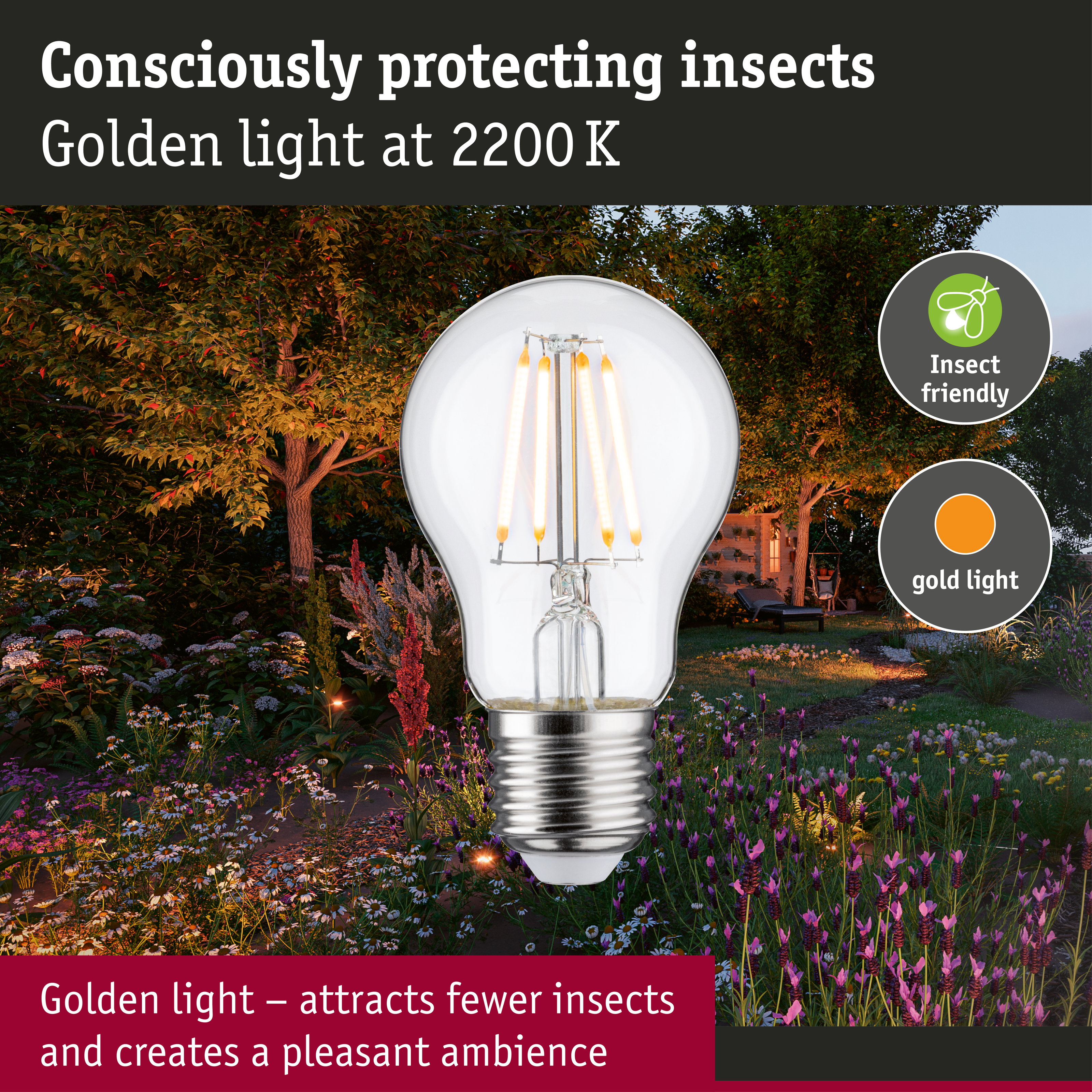 230 V Filament LED Pear E27 insect friendly 420lm 4,3W 2200K Clear