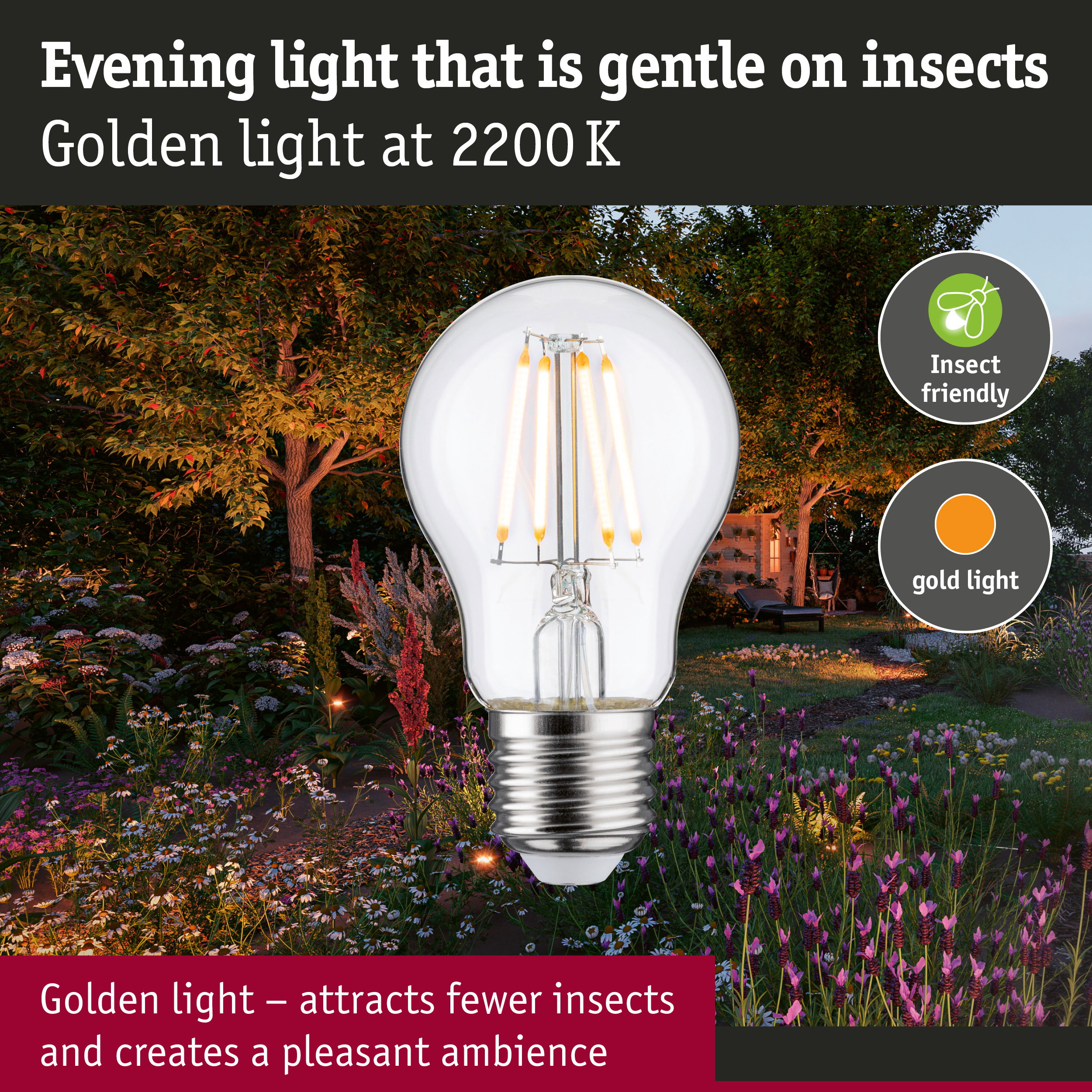 230 V Filament LED Pear E27 insect friendly 420lm 4,3W 2200K Clear