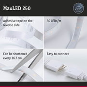 MaxLED 250 LED-Lichtband mit Klebeband, 30 LEDs/m, schneidbar alle 16,7 cm, einfacher Anschluss