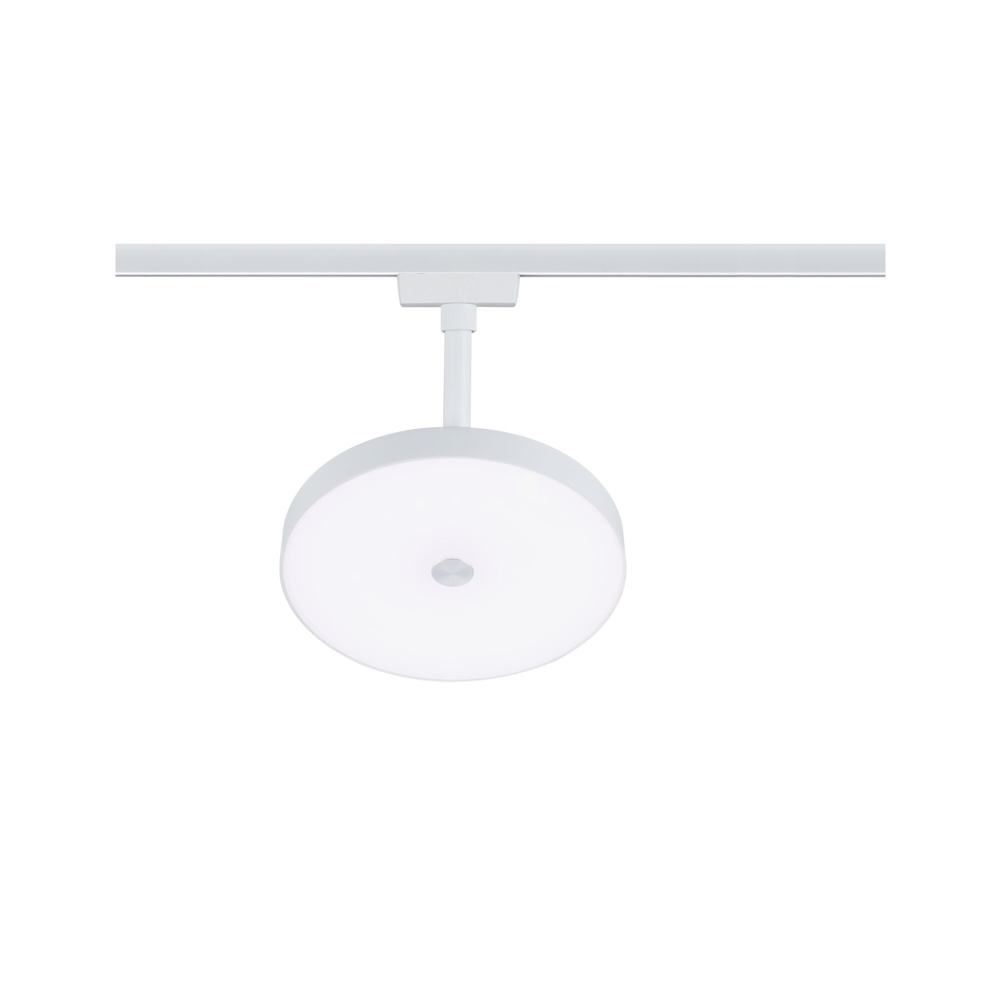 Round white LED track light with plastic diffuser for modern indoor lighting solutions