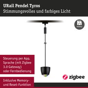 Schwarze URail Pendel Tyros LED-Hängeleuchte mit farbigem Licht und Zigbee Steuerung