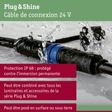 Câble de connexion 24 V Plug & Shine étanche IP68 pour éclairage extérieur et accessoires de jardin
